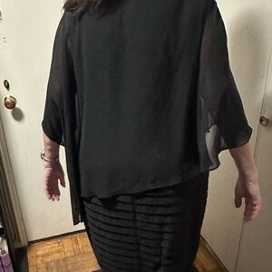 Adrianna Papell Black dress.   Jersey with sheer overlay